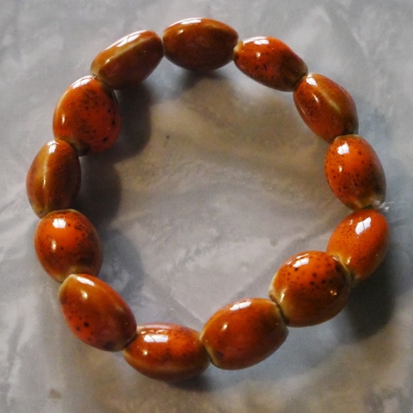 Orange stone beaded bracelet - Picture 2 of 2
